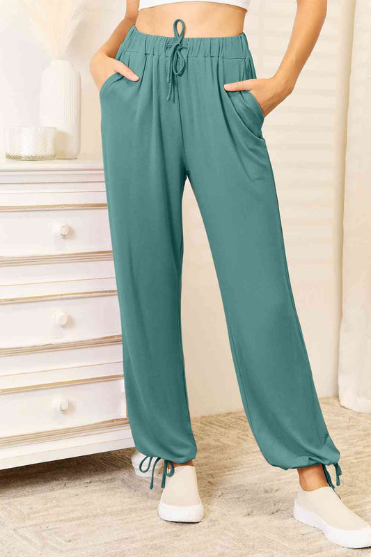 Basic Bae Full Size Soft Rayon Drawstring Waist Pants with Pockets elegancydose