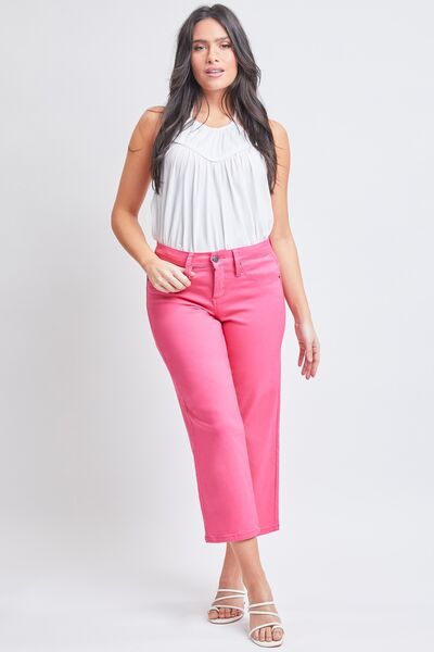 YMI Jeanswear Full Size Mid-Rise Hyperstretch Cropped Straight Pants elegancydose