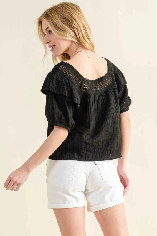 And The Why Square Neck Ruffled Blouse