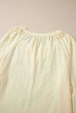 Embroidered Notched Long Sleeve Blouse
