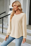 Round Neck Flounce Sleeve Blouse