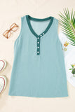 Textured Striped V-Neck Tank