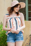 Striped Tassel Tie V-Neck Tank
