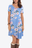 Floral Round Neck Short Sleeve Dress