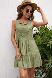 Ivy Lane Tassel Tie Lace Trim Sleeveless Dress