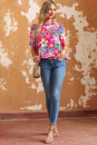Tied Printed Round Neck Half Sleeve Blouse