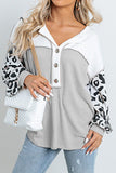 Leopard Color Block Buttoned Top