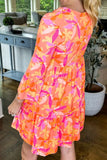 Tiered Printed Notched Mini Dress