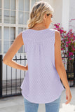 Eyelet Buttoned Round Neck Tank