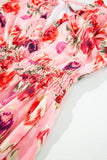 Ruffled Printed Tie Neck Mini Dress