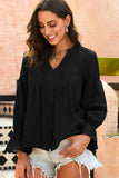Shiny Crochet Flounce Sleeve Button Up Blouse