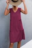 V-Neck Frill Trim Sleeveless Dress