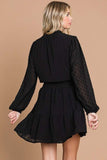 Culture Code Swiss Dot Smock Neck Mini Dress with Pockets