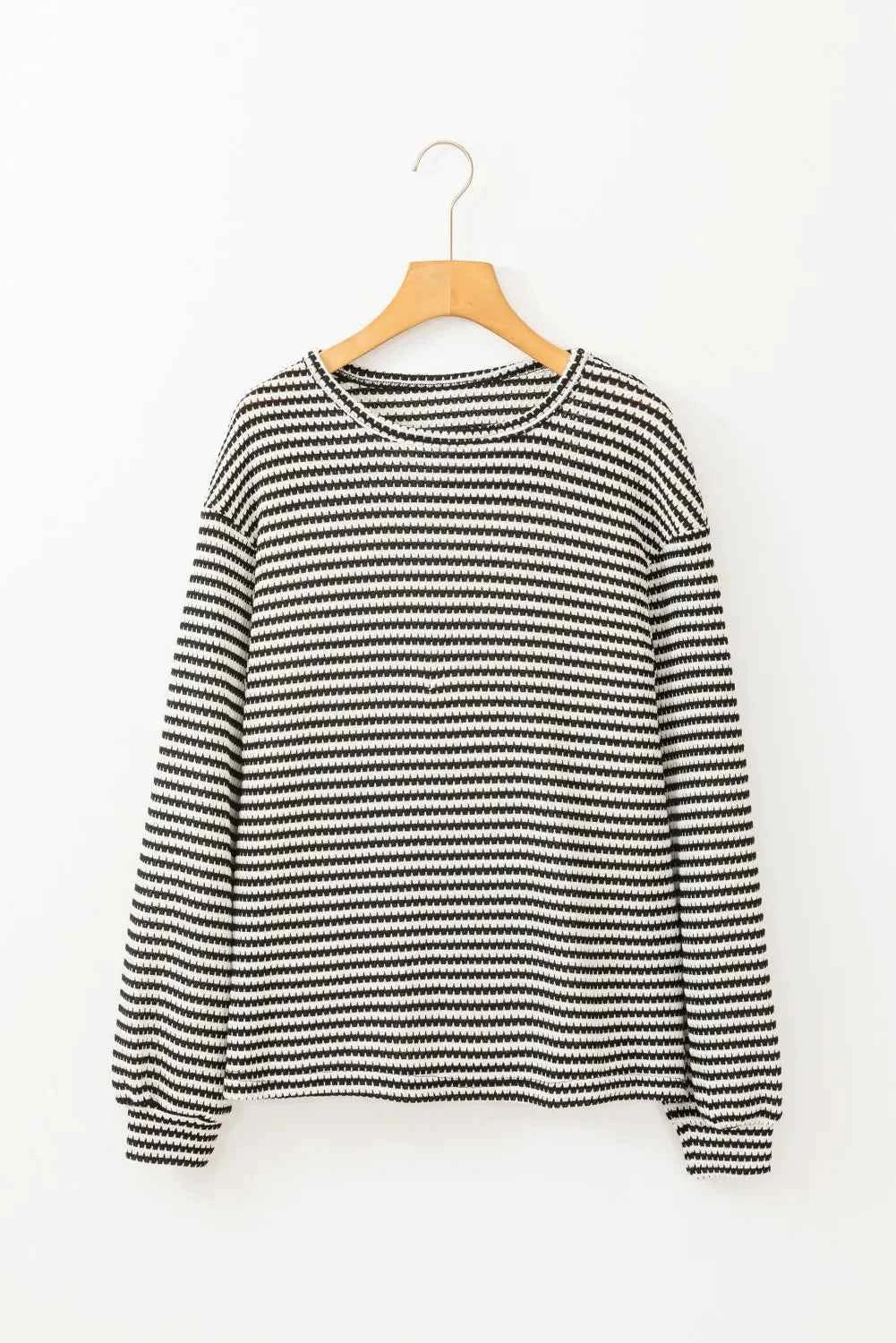 Striped Round Neck Long Sleeve Top
