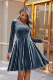 Round Neck Long Sleeve Knee Length Dress