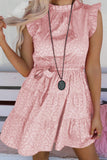 Leopard Tie Belt Tiered Dress