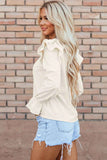 Ruffled Round Neck Flounce Sleeve Top