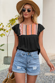 Ivy Lane Contrast Print Butterfly Sleeve Top