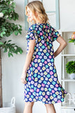 Heimish Full Size Floral Ruffled Short Sleeve Dress with Pockets