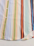 Striped Button Down Lantern Sleeve Shirt