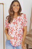 Floral Flounce Sleeve Smocked Blouse