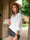 Plus Size Lace Detail V-Neck Three-Quarter Sleeve Blouse