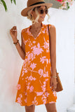 Printed Tie Neck Sleeveless Dress