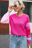 Color Block Waffle-Knit Blouse