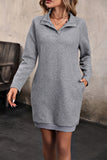 Perfee Collared Neck Snap Front Mini Dress