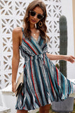 Ivy Lane Striped Surplice Neck Spaghetti Strap Dress