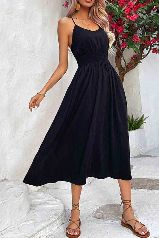 Perfee Spaghetti Strap Scoop Neck Midi Dress
