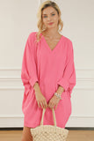 V-Neck Batwing Sleeve Mini Dress