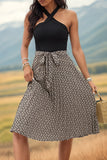 Perfee Crisscross Printed Halter Neck Dress