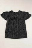 Ruffled Printed Round Neck Cap Sleeve Blouse