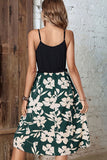 Perfee Two-Tone Decorative Button Frilled Dress