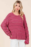 Mittoshop Openwork Round Neck Drop Shoulder Sweater
