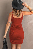 Spaghetti StrapRuched Mini Dress