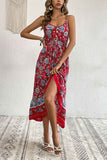 Perfee Bohemian Decorative Button Spaghetti Strap Dress