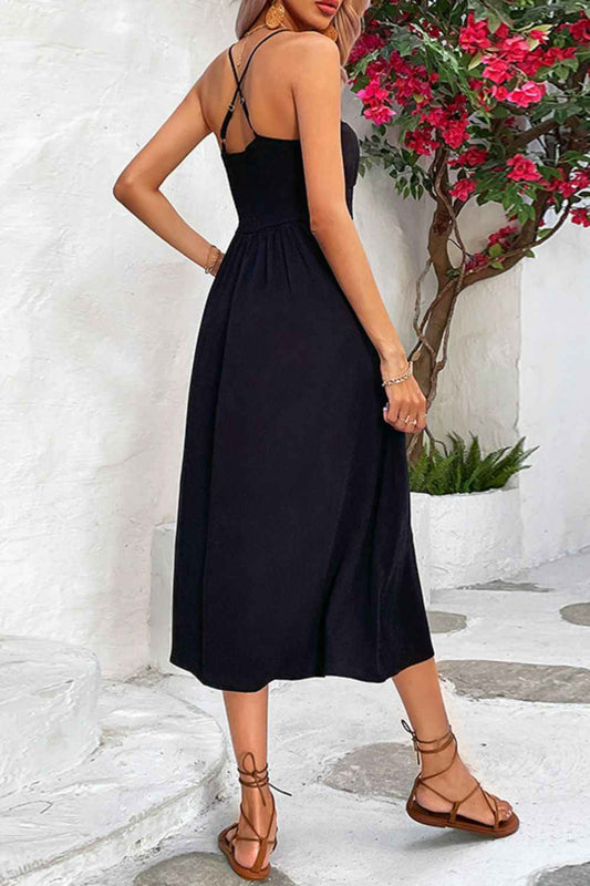 Perfee Spaghetti Strap Scoop Neck Midi Dress