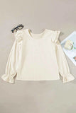 Ruffled Round Neck Flounce Sleeve Top