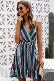 Ivy Lane Striped Surplice Neck Spaghetti Strap Dress