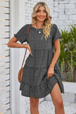 Polka Dot Round Neck Tiered Dress