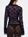 Devine Plunge Long Sleeve Lace Top