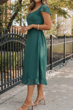 Cutout Ruffle Hem Cap Sleeve Dress