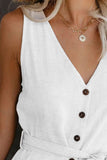 Full Size Tied V-Neck Sleeveless Romper with Pockets