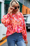 Floral Tassel Tie Long Sleeve Blouse
