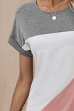 FAM-FAM Color Block Round Neck Short Sleeve Dress