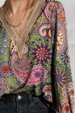 FAM-FAM Eyelet V-Neck Flounce Sleeve Blouse