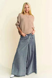 Davi & Dani Round Neck Batwing Sleeve Sweater
