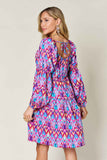 Double Take Full Size Printed Long Sleeve Dress